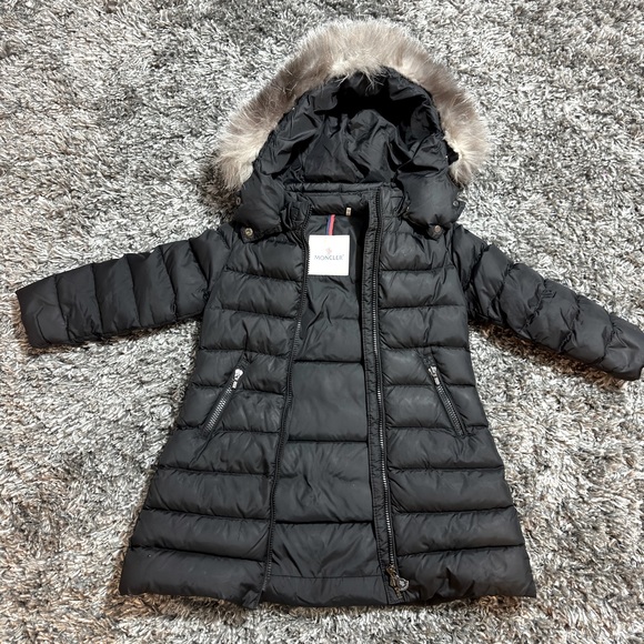 Kids Moncler Long Down Jacket - Picture 1 of 12